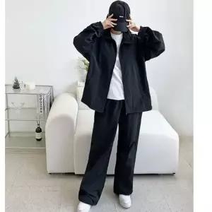 [하프클럽/알티피아]여성 오버핏 바람막이 세트 여자 러닝 하프넥 와이드 집업 트레이닝 바지 세트