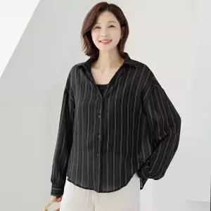 김여사, (빅사이즈)(신상)(66-88) 스트라이프 루즈핏 셔츠 3NB605121