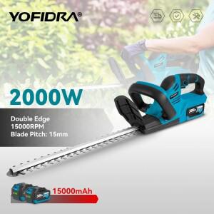 YOFIDRA 2000W 전기 울타리 트리머 15000RPM 잔디 깎는 정원 조경 도구 마키타 호환 18V 배터리 핀용