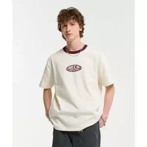 에이카화이트 OVAL EMBLEM GRAPHIC RINGER HALF SLEEVE TEE-IVORY 528694