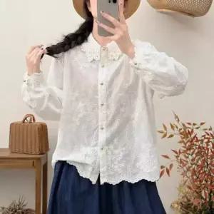 엘럽 여친 봄 빈티지 셔츠 자수 칼라 카디건 박템1