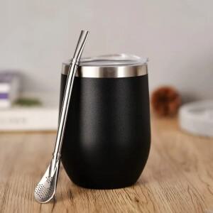 Yerba Mate 컵 세트 뚜껑과 밀짚 스테인레스 스틸 절연 텀블러  것과  음료 이중 벽 메이트 티 스푼