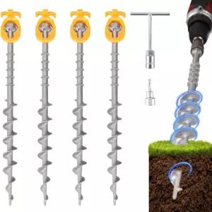 Keltrion 4 PCS 나사로 여성 남성용 텐트 말뚝 - 모래 캐노피 트램폴린용 접지 앵커 캠핑용 알루미늄 헤비