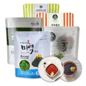 [작심밀도]국내산 저칼로리 국수 5종 맛보기(미역, 톳, 다시마, 호박, 양배추) +소스 5팩