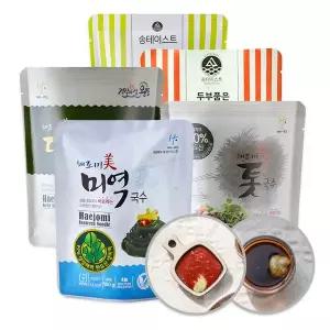 [작심밀도]국내산 저칼로리 국수 5종 맛보기(미역, 톳, 다시마, 호박, 양배추) +소스 5팩