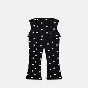 ZARA 도트 패턴 스트랩리스 점프수트 - 블랙 / 화이트 3584/250/084