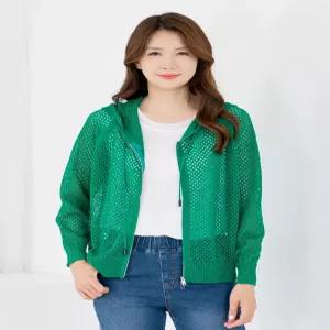 [모슬린]엄마옷 여름 니트 후드 망 가디건 605FGH311 마담중년여성빅사이즈50대60대