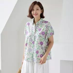 김여사,(신상) 썸머 플라워 볼륨소매 셔츠 3NB605321 엄마옷 중년여성 50대 60대