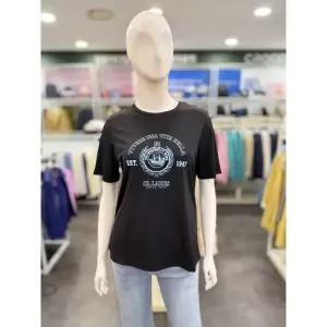 잔여소량 [크로커다일레이디] 원포인트 라운드 반팔 티셔츠 블랙 CLEM-TS901
