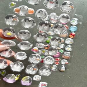 미니 귀여운 펭귄 3D 에폭시 버블 스티커 투명 퍼피 데칼 DIY 스크랩북 폰 데코 어린이 핸드메이드 문구류