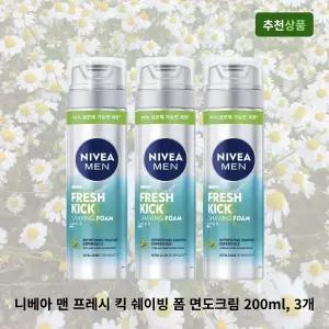 니베아 맨 프레시 킥 쉐이빙 폼 면도크림 200ml, 3개 크림 쉐이빙젤 면도용품