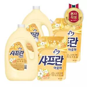 샤프란 아로마 섬유유연제 소프트코튼 용기 3.1L 2개 + 리필 2.1L 2개