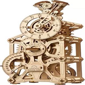 UGEARS 엔진 시계 3D 퍼즐 11.8인치 높이 움직이는 피스톤이 있는 기계식 키트 스팀 직접 할 수 브레인