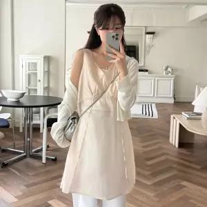 [매장정품] 드로우핏 우먼 튤립 레이어드 미디 원피스 [PINK BEIGE] 3929744
