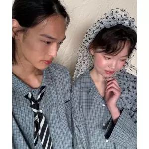 OGGITT (uni)도미토리 머키 체크 파자마 그린