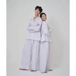 OGGITT (uni)도미토리 펜슬 스트라이프 파자마 퍼플