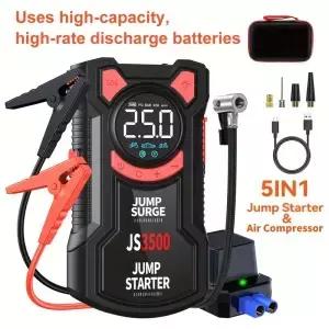 5-in-1 다기능 자동차 점프 스타터 5000A 피크 150PSI 에어 타이어 공기 주입기 휴대용 펌프 LED 라이트