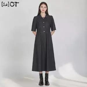 [르오트(LeOT)] 실용성있는 고품격 카라 데님 원피스-사이즈 55~88까지