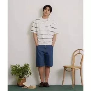 [국내정품] 빈폴 BEANPOLE MEN 피케 스트라이프 반집업 맨투맨 아이보리 BC5342O830 124557