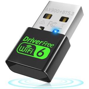 PC 데스크톱 및 노트북용 USB WiFi 6 어댑터, 블루투스 5.3을 지원하는 900Mbps 듀얼 밴드 2.4/5GHz, 나노 크기 플러그 앤 플레이, Windows 11/10 드라이버 프리, 7개의 장치를 동시에 재연결합니다