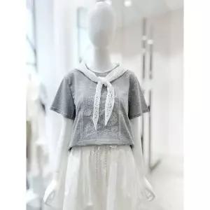 잔여소량 올리브데올리브 스카프 라운드넥 면 티셔츠 YW6ME530