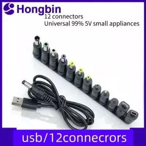 ？ 범용 전원 케이블 USB-DC 5.5 * 2.1mm 잭 5V 충전 코드 CCTV 카메라 및 TV 박스용 12가지 선택 가능한