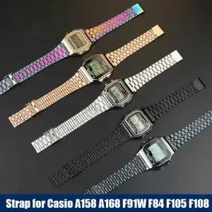 CASIO 시계 밴드 스테인레스 스틸 스트랩 금속 초박형 F91W F84 F105 F108 A158 A168 AE1200/1300 B650