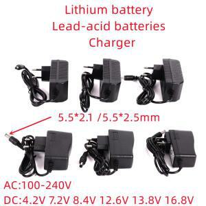 HONGPOE DC 4.2V 8.4V 12.6V 13.8V 1A 2A 18650 리튬 배터리 충전기 전원 어댑터 AC 100V-240V 5.5mm x 2.1