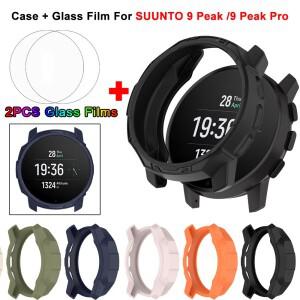 2-IN-1 케이스 + SUUNTO 9 Peak Pro용 강화 유리 필름 TPU 화면 보호기 및 범퍼 커버
