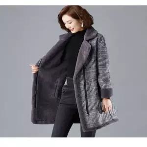 친절한탄씨 W47150 퍼안감 체크 모직코트 퍼자켓 체크코트 체크코트 퍼코트 내피퍼 모직코트 퍼안감