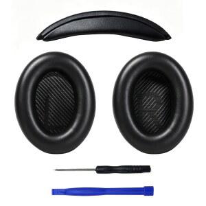 보스 콰이어트 컴포트 35 II (QC35 II) 소프트 프로틴 가죽 교체 이어패드 이어 쿠션 QC 25 15 QC2 AE2 / AE2I AE2W 사운드 링크 트루 블랙