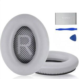 보스 콰이어트 컴포트 35 소프트 프로틴 가죽 교체 이어패드 BOSE QC / 25 15 QC2 AE2I AE2W 사운드 링크 트루 (실버 그레이)