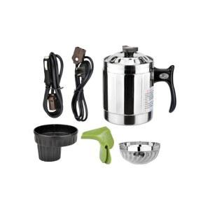 차량용 라면포트 전기냄비 멀티쿠커 스팀 포트기 1000ml 12V 승용차 세단 캠핑 여행 휴대용 가열 조리기 찜기 다용도 냄비 차박 캠핑용품 취사 도구 블루