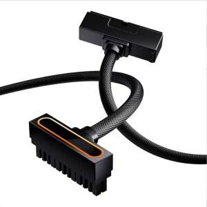 ARGB 5V 3핀이 장착된 PERRACE 24PIN PSU 연장 케이블 18AWG 90도 직각 디자인 남녀 PC 전원 코드 30CM(블랙)