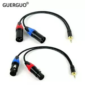 GuerGuo 3.5mm 1/8 TRS 잭 2 XLR 3Pin 케이블 어댑터 남성 남성/여성 3.5 듀얼 브레이크아웃 Y 분배기 0.5m