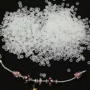 25/50Pcs 5/6mm 흰색 고무 클립 안전 실리콘 스페이서 구슬 매력 팔찌 목걸이에 대 한 Anti 반지 수 제