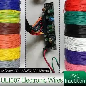 2/10M UL1007 PVC 주석 도금 구리 케이블 30 28 26 24 22 20 18 16AWG 300V 내열성 80 ° 가전제품 램프