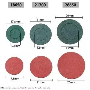 20/50/100/250/500Pcs 18650 21700 26650 이온 배터리 절연 켓 팩 셀 보리 접착 종이 전극 패드