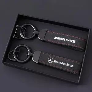 가죽 자동차 스타일링 키체인 링 액세서리 메르세데스 벤츠 AMG W203 W206 W220 W205 W211 W212 W201 W210