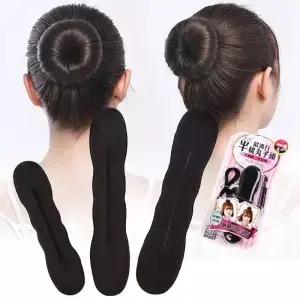 1/2pc 헤어 스타일링 도넛 롤빵 경기자 메이커 클립 링 Braider 매직 폼 트위스트 DIY 도구 액세서리 블랙