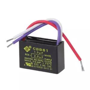 천장 선풍기용 검정색 CBB61 1.5uF+2.5uF 3선 50/60Hz 커패시터
