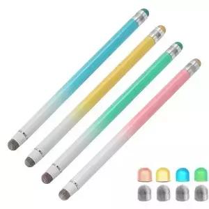 터치 스크린용 2/4Pcs 스타일러스 펜 고무 및 섬유 듀얼 팁 용량 성 범용 태블릿 감도 정밀