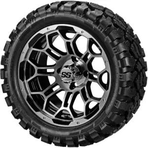 RM 카트 14인치 헤라클레스 블랙/기계화된 23x10R14 시에라 로버 래디얼 타이어 4종 세트 골프 및 휠과