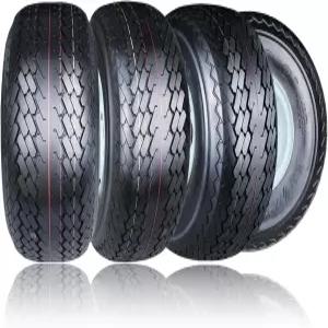 울프 팩 18X8.50-8 4겹 골프 카트 타이어 4개와 8X7 4-4.0 흰색 솔리드 휠 튜브리스 비전향 멀티 터레인