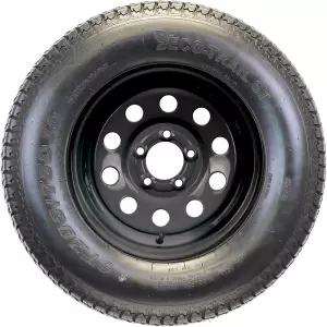 eCustomrim 트레일러 타이어 림 어셈블리 ST205/75D15 15인치 하중 범위 C 5 러그 4.5 블랙 휠 장착 -