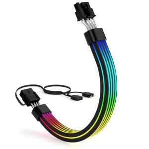 SIRLYR RGB 8핀 PCIE 케이블 RTX 3060 4060 4070 라데온 RX 6600 580 그래픽 카드 전원 공급 장치 5V3핀 PC 케이스 액세서리 블랙용 밝은 ARGB GPU 확장 기능