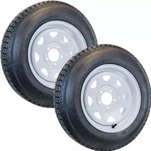 eCustomrim 2팩 트레일러 타이어 림 어셈블리 ST175/80D13 175/80D 13인치 5 러그 화이트 휠 - 로드사이드