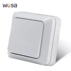 WESA 벽 마운트 버튼 스위치 클래식 플라스틱 표면 1 갱 단방향 빈티지 야외 흰색 외부 켜기 및 끄기