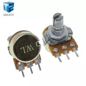 WH148 3Pin 선형 전위차계 너트와 와셔가있는 15mm 샤프트 B1K B2K B5K B10K B20K B50K B100K B250K B500K