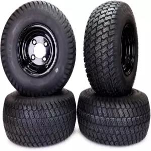 18x8.50x8 ATV 골프 고 카트 잔디 깎는 트랙터 P322 터프 타이어 림 어셈블리 블랙 스틸 휠 4종 세트 EZGO